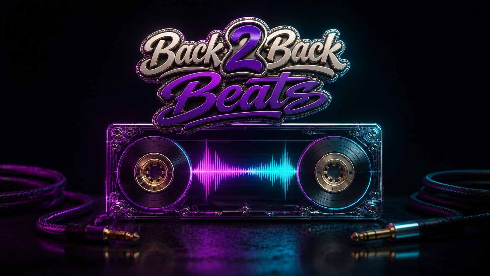 Transparent cassette with a glowing audio waveform
